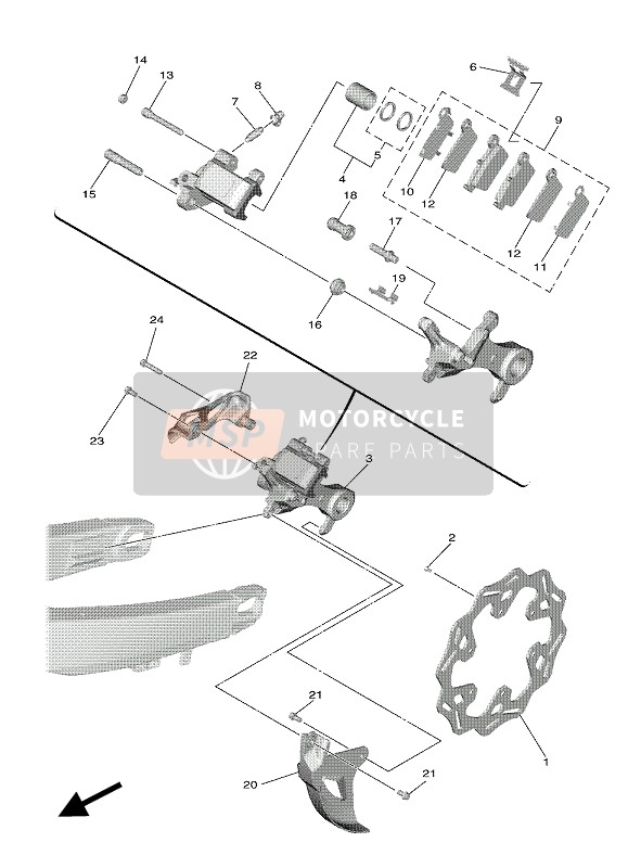 17D2580W0100, Bremssattel Kompl., Hinten, Yamaha, 0