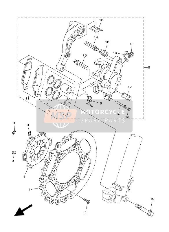 Yamaha WR250F 2020 Pinza freno anteriore per un 2020 Yamaha WR250F