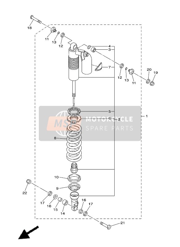 Yamaha WR450F 2020 Suspensión trasera para un 2020 Yamaha WR450F