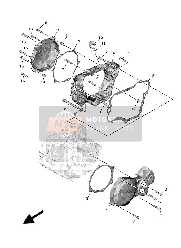 Yamaha YZ65 2020 Tapa del cárter para un 2020 Yamaha YZ65