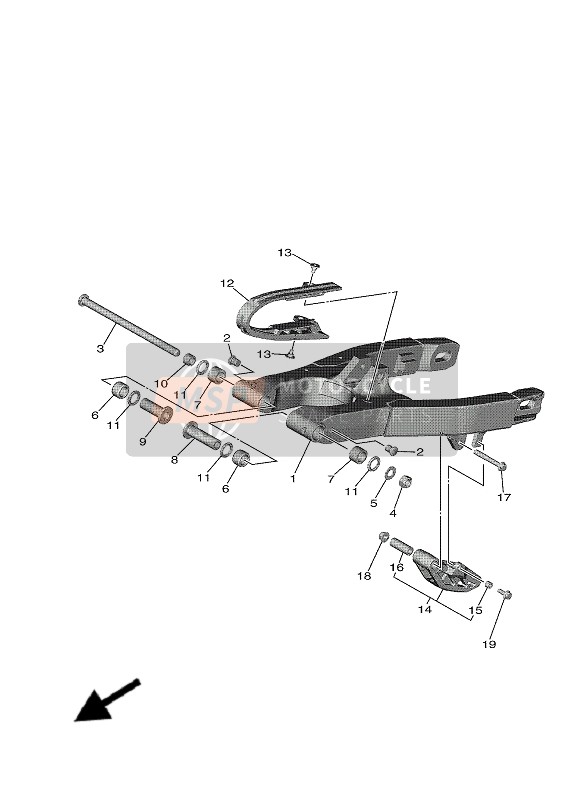 BR8221100000, Rear Arm Comp., Yamaha, 0