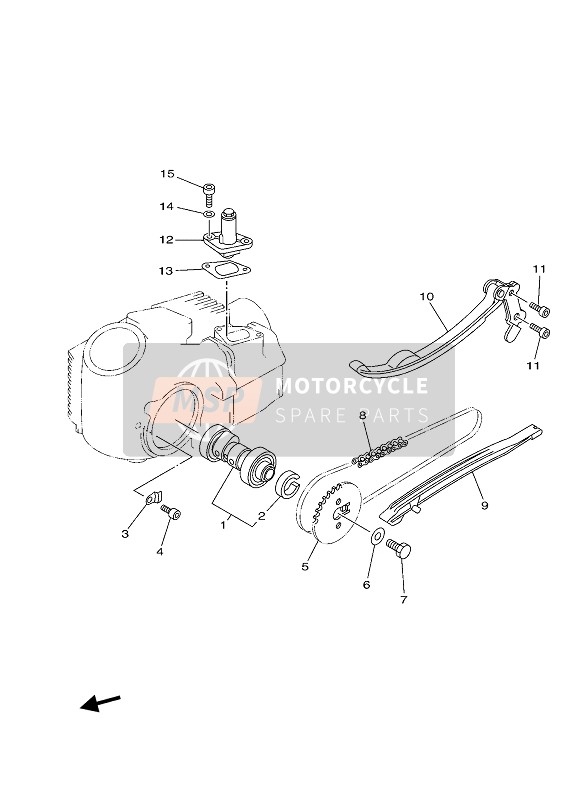 Yamaha TT-R50E 2021 Nokkenas & Ketting voor een 2021 Yamaha TT-R50E