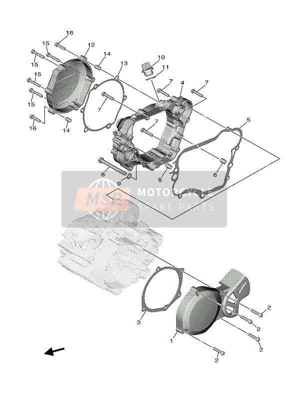 Yamaha YZ65 2021 CRANKCASE COVER for a 2021 Yamaha YZ65