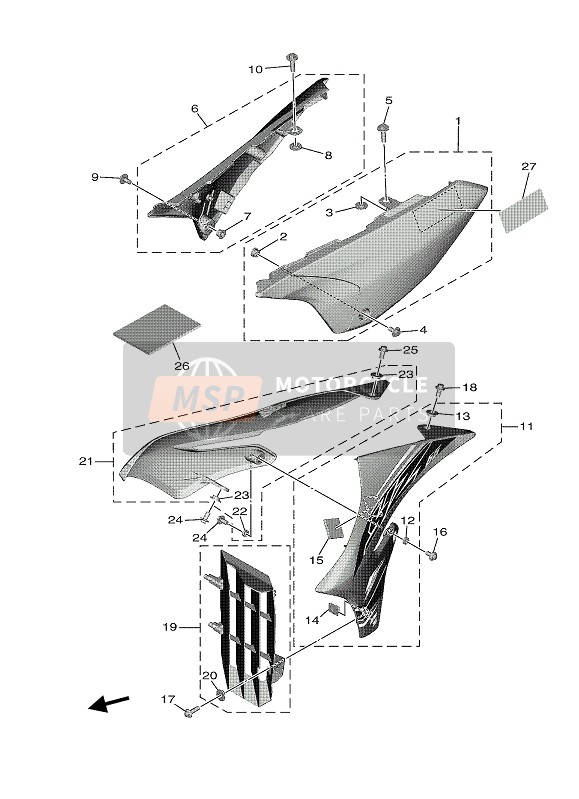 Yamaha YZ65 2021 SIDE COVER for a 2021 Yamaha YZ65