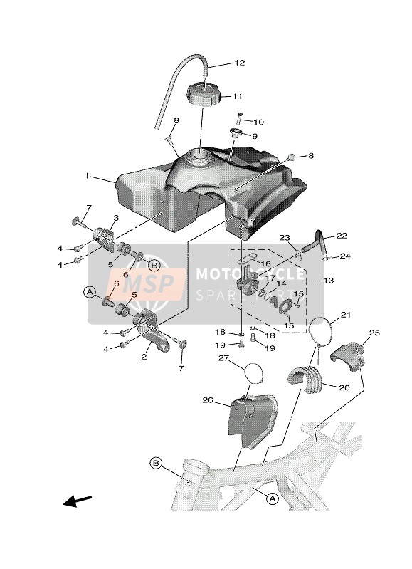 Yamaha YZ65 2021 FUEL TANK for a 2021 Yamaha YZ65