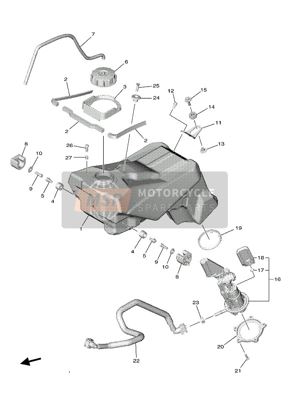 Yamaha WR450F 2021 Depósito de combustible para un 2021 Yamaha WR450F