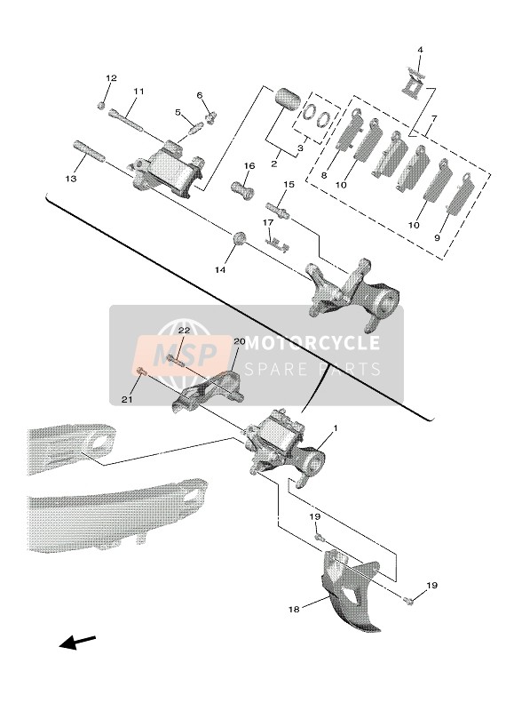 8CR259240000, Stift, Bremsbelagplatte, Yamaha, 1