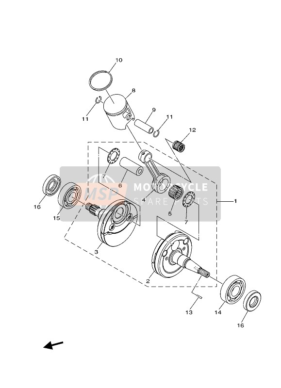 Yamaha YZ85 2021 KURBELWELLE & KOLBEN für ein 2021 Yamaha YZ85