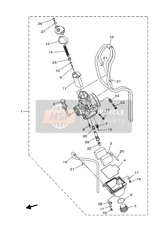 Yamaha YZ85 2021 Carburador para un 2021 Yamaha YZ85