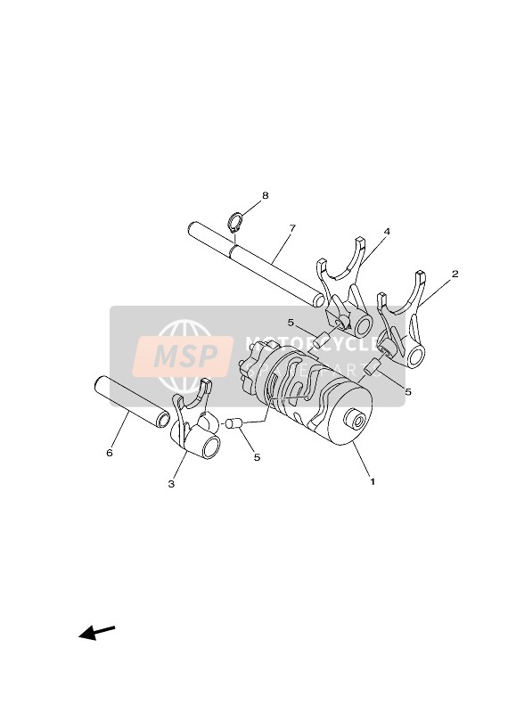 Yamaha YZ85 2021 SCHALTWALZE & GABEL für ein 2021 Yamaha YZ85