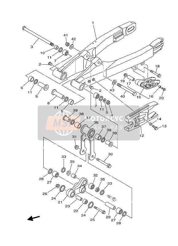 Yamaha YZ85 2021 Brazo trasero para un 2021 Yamaha YZ85