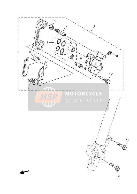 Yamaha YZ85 2021 Pinza freno anteriore per un 2021 Yamaha YZ85