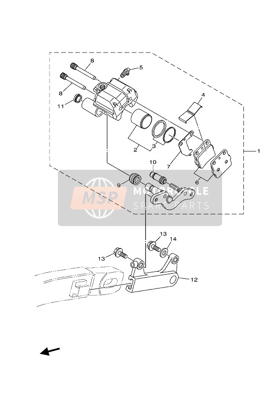 Yamaha YZ85 2021 Pinza freno posteriore per un 2021 Yamaha YZ85