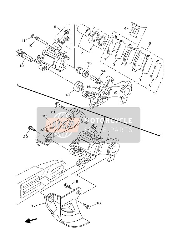 1C32580W6200, Remklauw Assy, Achter 2, Yamaha, 1