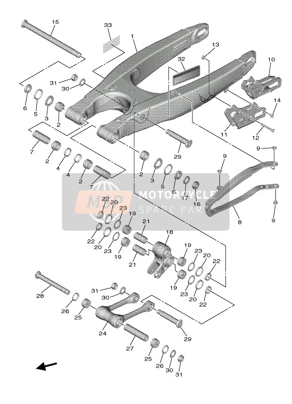 BR9221101000, Achterarm Comp., Yamaha, 0