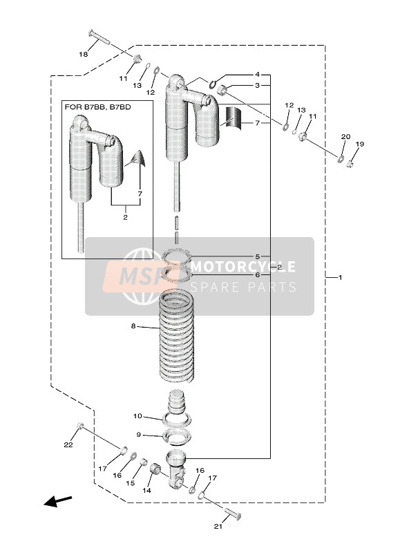 Yamaha YZ250F 2021 Suspension arrière pour un 2021 Yamaha YZ250F