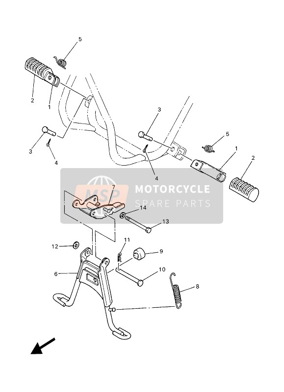 Yamaha PW50 2022 STÄNDER & FUSSRASTE für ein 2022 Yamaha PW50