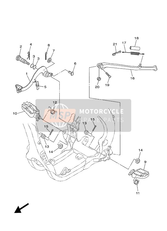 Yamaha WR250F 2022 Standaard & Voetsteun voor een 2022 Yamaha WR250F