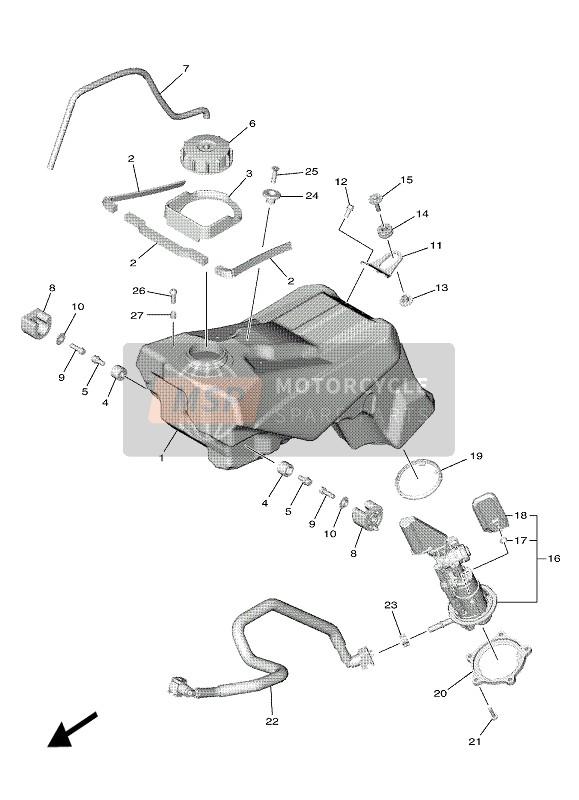 Yamaha WR450F 2022 Depósito de combustible para un 2022 Yamaha WR450F