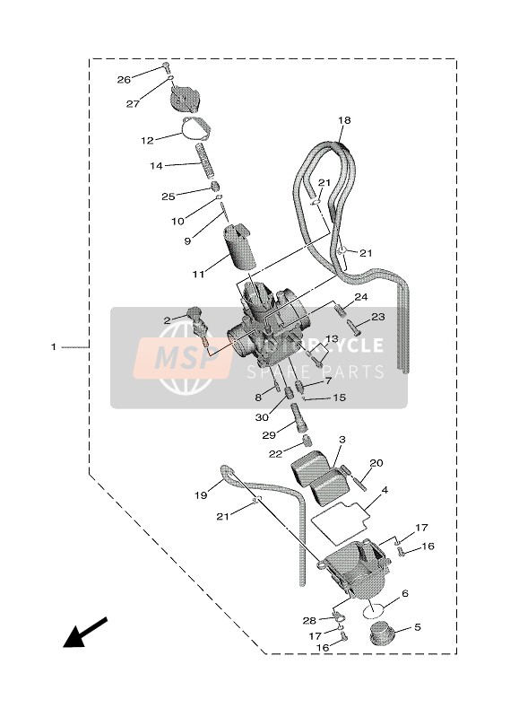 Yamaha YZ65 2022 Carburador para un 2022 Yamaha YZ65