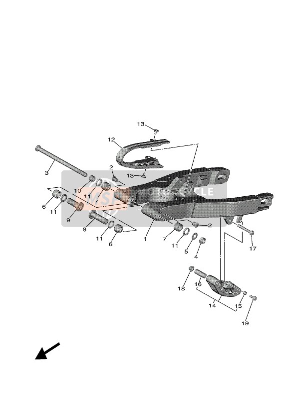 Yamaha YZ65 2022 REAR ARM for a 2022 Yamaha YZ65