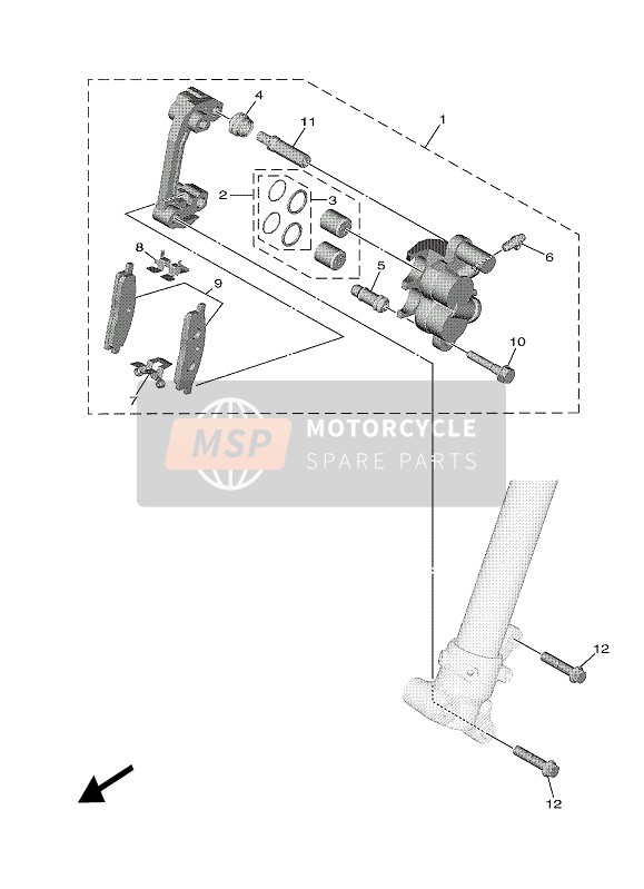 Yamaha YZ65 2022 Pinza de freno delantero para un 2022 Yamaha YZ65