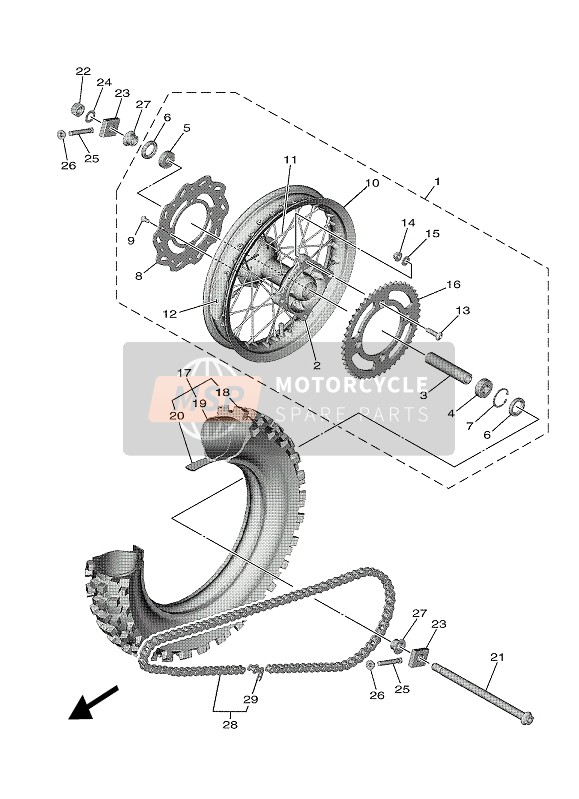 Yamaha YZ65 2022 Ruota posteriore per un 2022 Yamaha YZ65