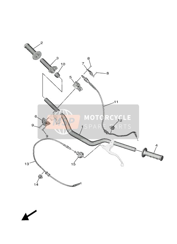 Yamaha YZ65 2022 Manija de dirección & Cable para un 2022 Yamaha YZ65