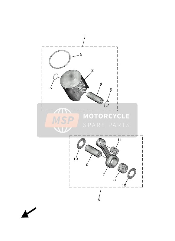 Yamaha YZ65 2022 Pièces optionnelles 1 pour un 2022 Yamaha YZ65