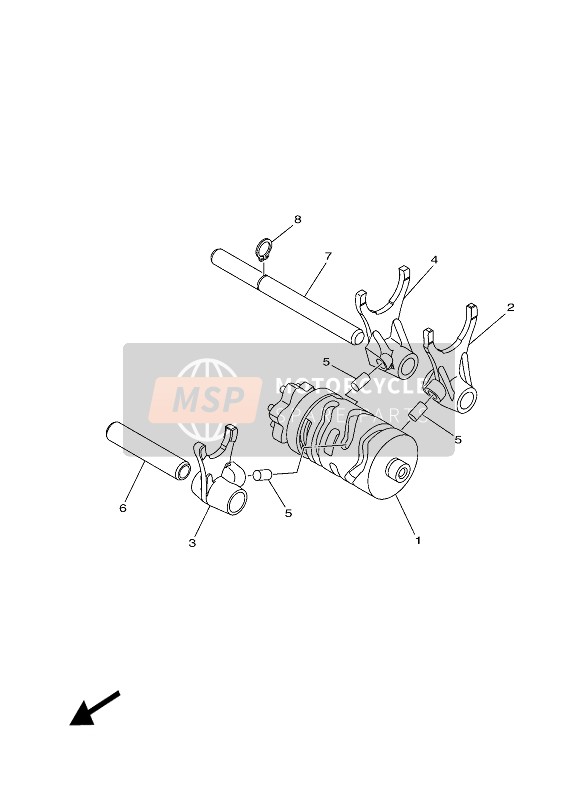 Yamaha YZ85 2022 SCHALTWALZE & GABEL für ein 2022 Yamaha YZ85