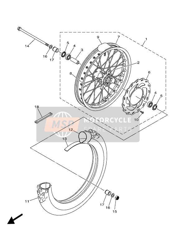 Yamaha YZ85 2022 FRONT WHEEL for a 2022 Yamaha YZ85