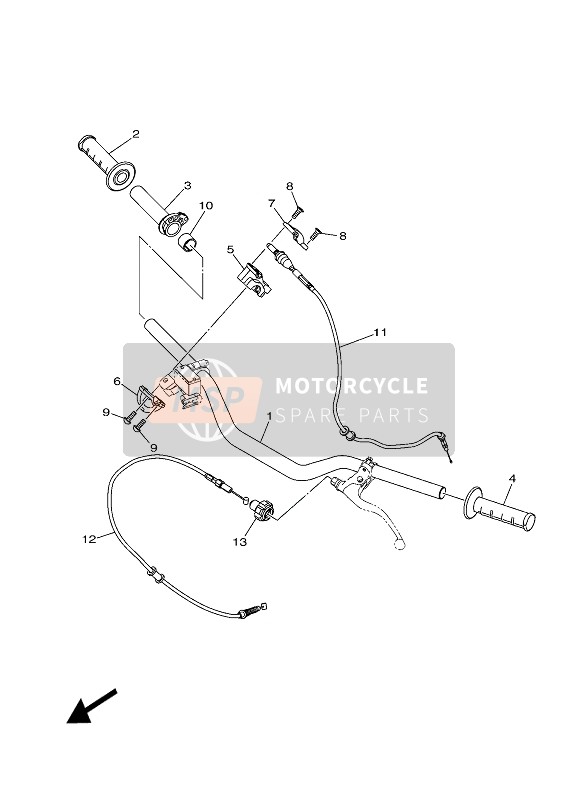 Yamaha YZ85 2022 Poignée de direction & Câble pour un 2022 Yamaha YZ85