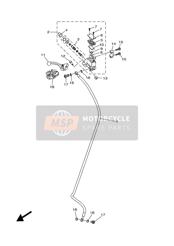 Yamaha YZ85 2022 Pompa freno anteriore per un 2022 Yamaha YZ85