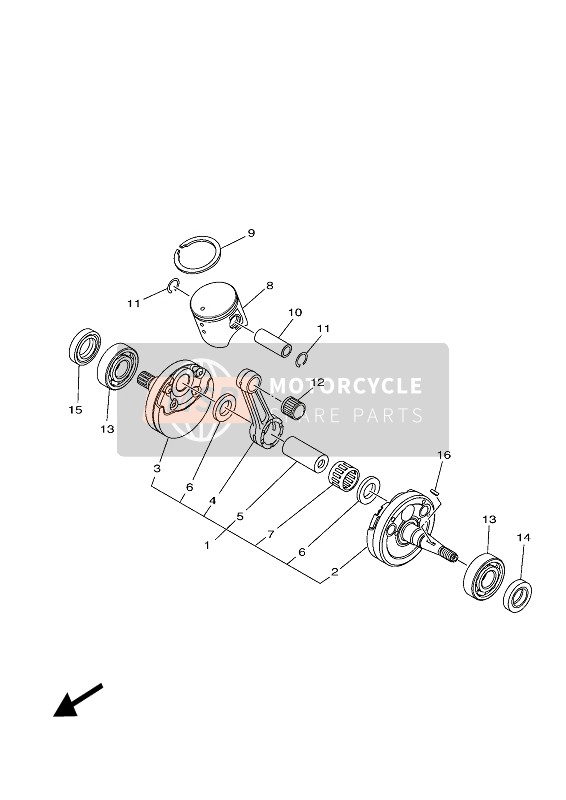 B4X116810000, Pin, Crank 1, Yamaha, 1