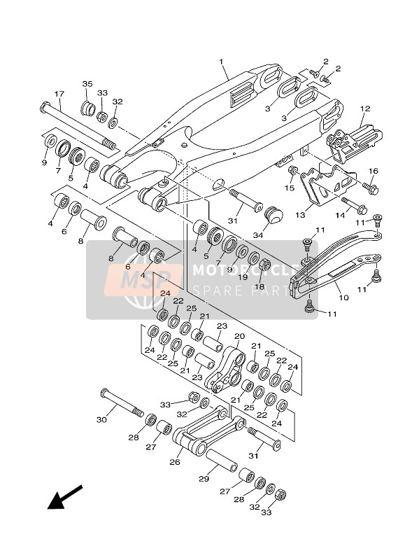 Yamaha YZ125 2022 Bras arrière pour un 2022 Yamaha YZ125