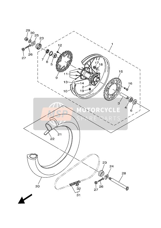 Yamaha YZ125 2022 HINTERRAD für ein 2022 Yamaha YZ125