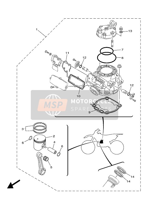 1P8WB03300D0, Piston Rebuilt Kit, Yamaha, 0