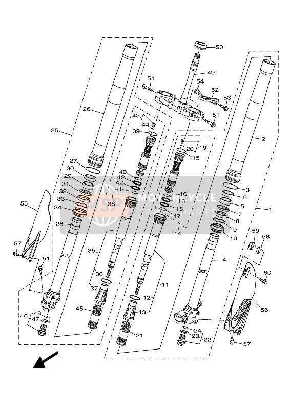 B3J231414000, Spring, Front Fork, Yamaha, 1