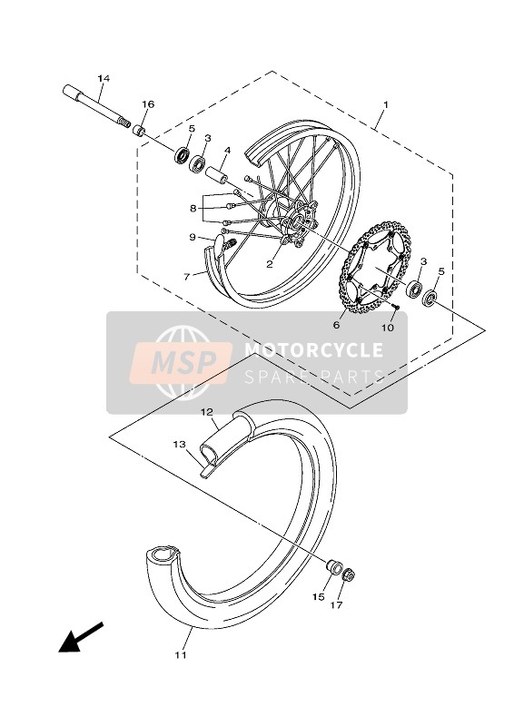 Yamaha YZ250 2022 FRONT WHEEL for a 2022 Yamaha YZ250