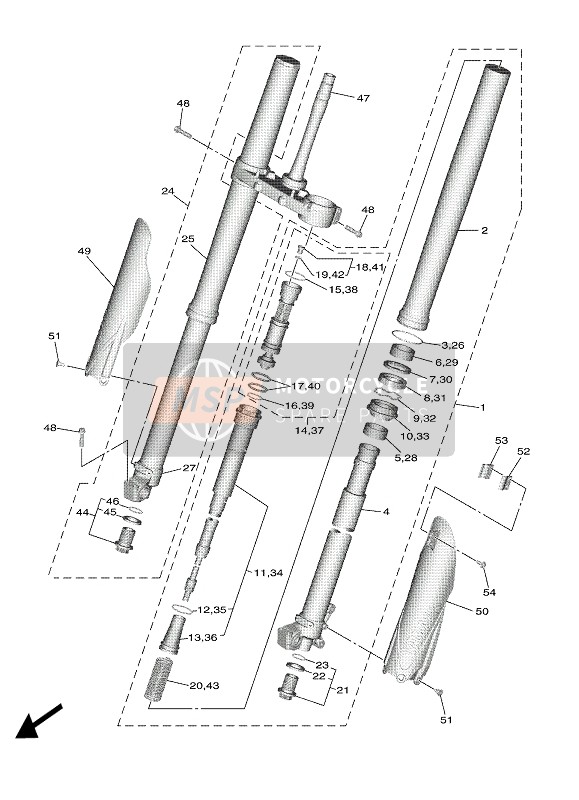 B7B231036100, Front Fork Assy (R.H), Yamaha, 0