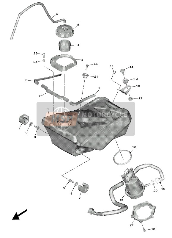 Yamaha YZ250F 2022 Benzinetank voor een 2022 Yamaha YZ250F