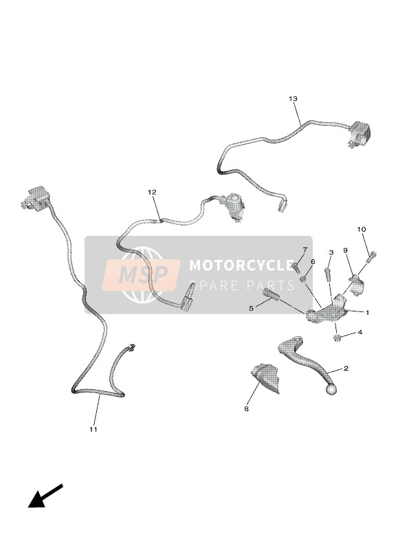 Yamaha YZ250F 2022 Interruptor de manija & Palanca para un 2022 Yamaha YZ250F