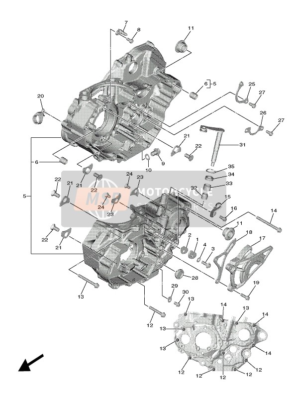 Yamaha YZ450F 2022 CRANKCASE for a 2022 Yamaha YZ450F