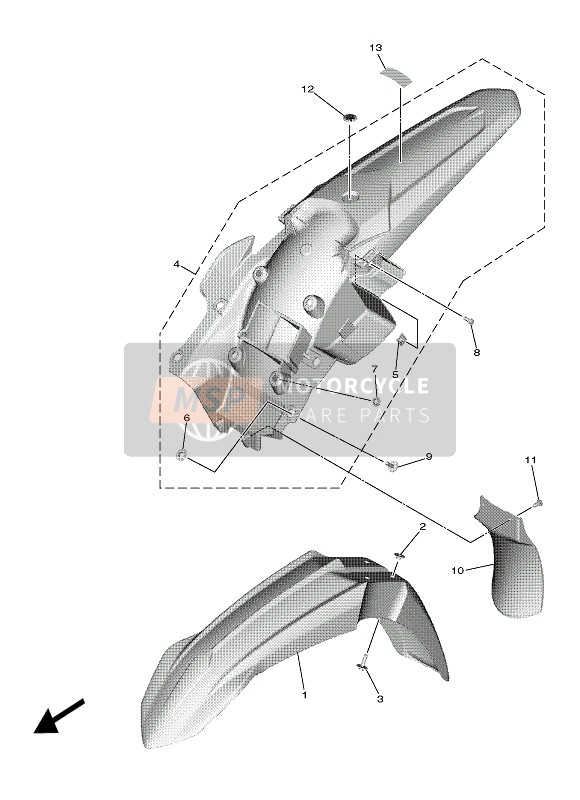 Yamaha YZ450F 2022 KOTFLÜGEL für ein 2022 Yamaha YZ450F