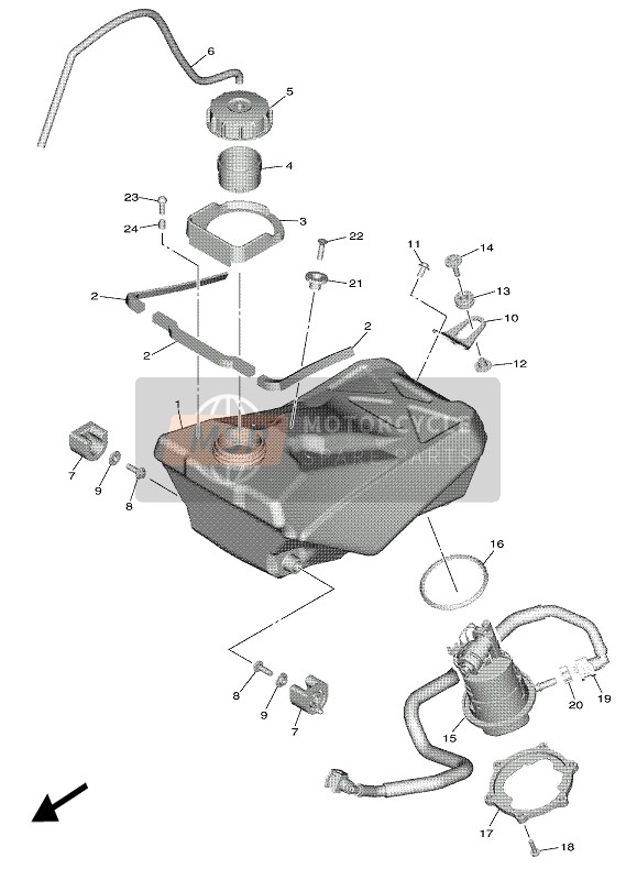 Yamaha YZ450F 2022 Benzinetank voor een 2022 Yamaha YZ450F