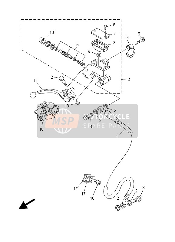 Yamaha YZ250 2003 Front Master Cylinder for a 2003 Yamaha YZ250