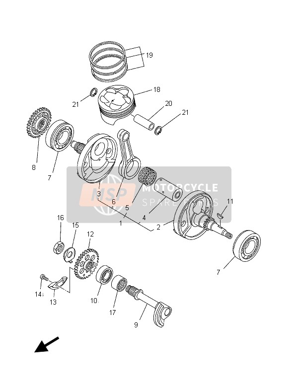 5XC114002200, Albero Motore, Yamaha, 3