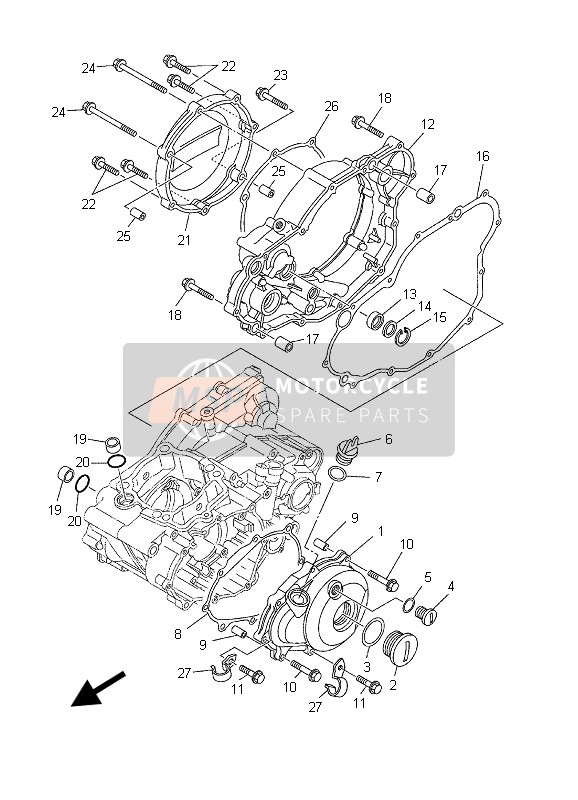 Yamaha YZ250F 2003 Crankcase Cover 1 for a 2003 Yamaha YZ250F