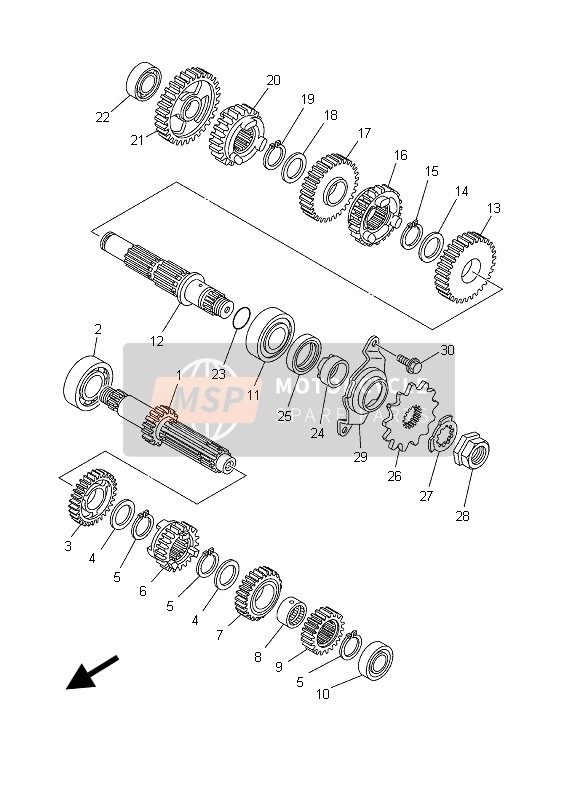 Yamaha YZ250F 2003 Transmission for a 2003 Yamaha YZ250F