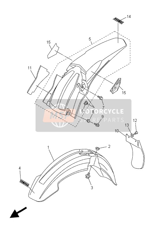 5XD216100000, Rear Fender Comp., Yamaha, 0